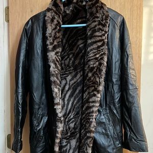 Andrew Marc reversible leather and fur jacket